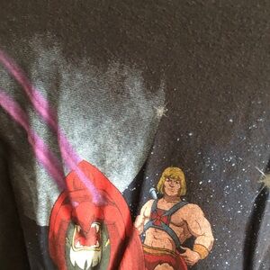 Vintage He-Man & Battle Cat Graphic Tee - Black with Red & Yellow